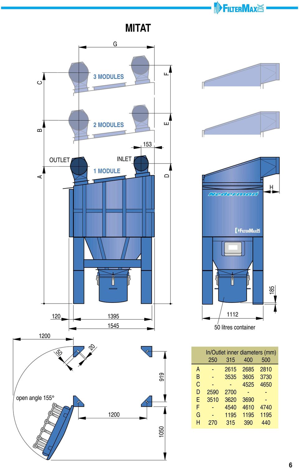 In/Outlet inner diameters (mm) 5 35 4 5 - - - 59 35 - - 7 65