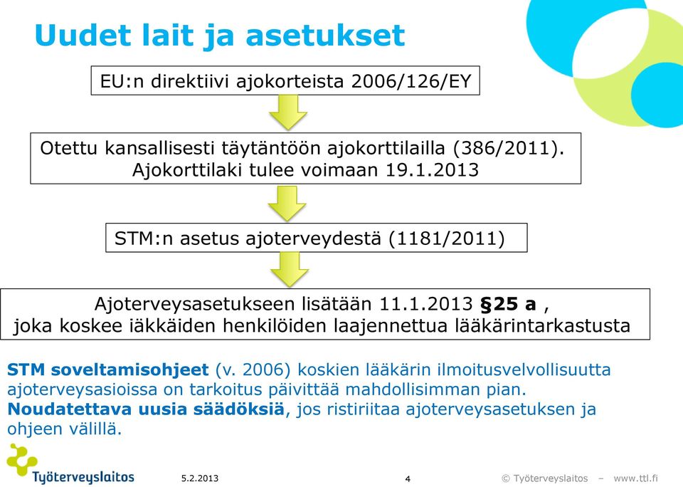 2006) koskien lääkärin ilmoitusvelvollisuutta ajoterveysasioissa on tarkoitus päivittää mahdollisimman pian.