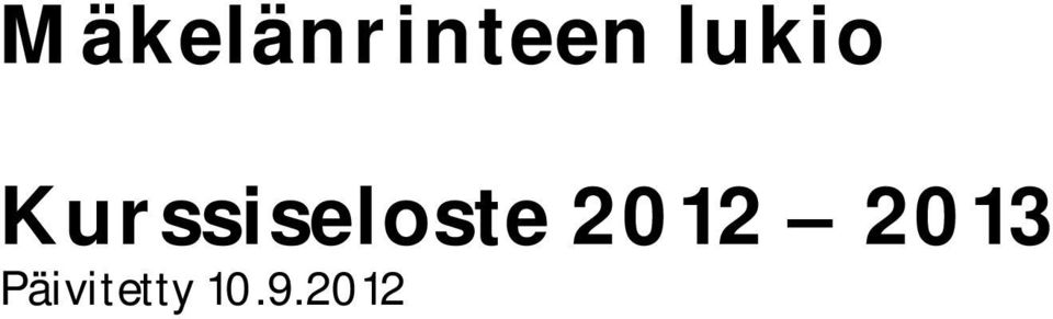Kurssiseloste