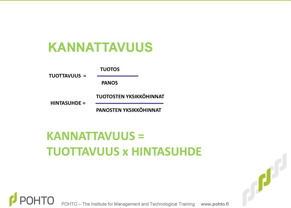 TUOTOSTEN YKSIKKÖHINNAT PANOSTEN