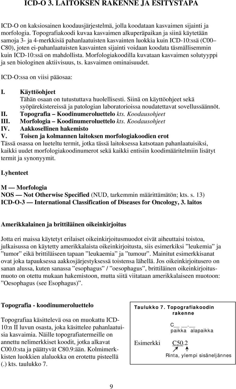 voidaan koodata täsmällisemmin kuin ICD-10:ssä on mahdollista. Morfologiakoodilla kuvataan kasvaimen solutyyppi ja sen biologinen aktiivisuus, ts. kasvaimen ominaisuudet.