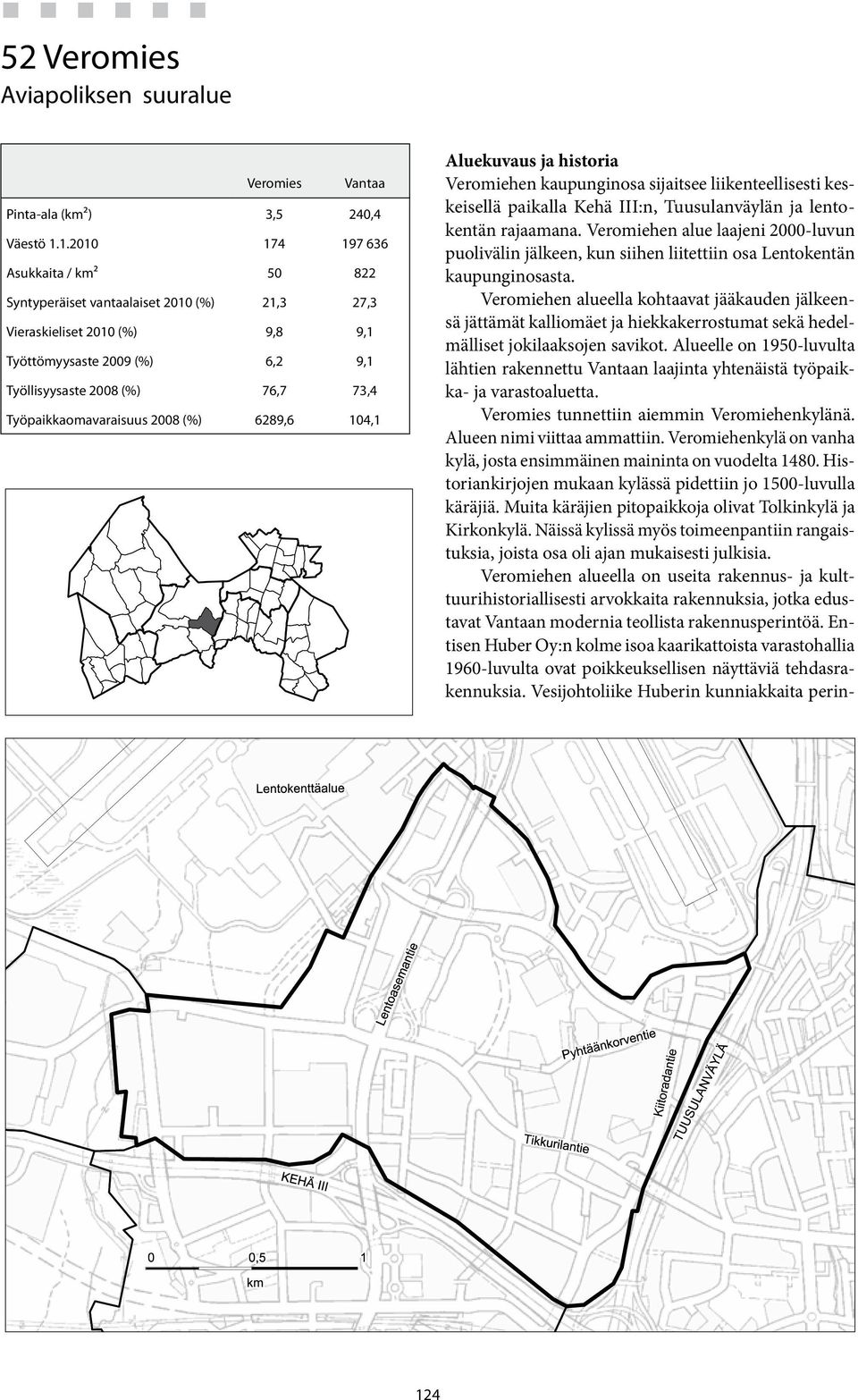 14,1 Aluekuvaus ja historia Veromiehen kaupunginosa sijaitsee liikenteellisesti keskeisellä paikalla Kehä III:n, Tuusulanväylän ja lentokentän rajaamana.