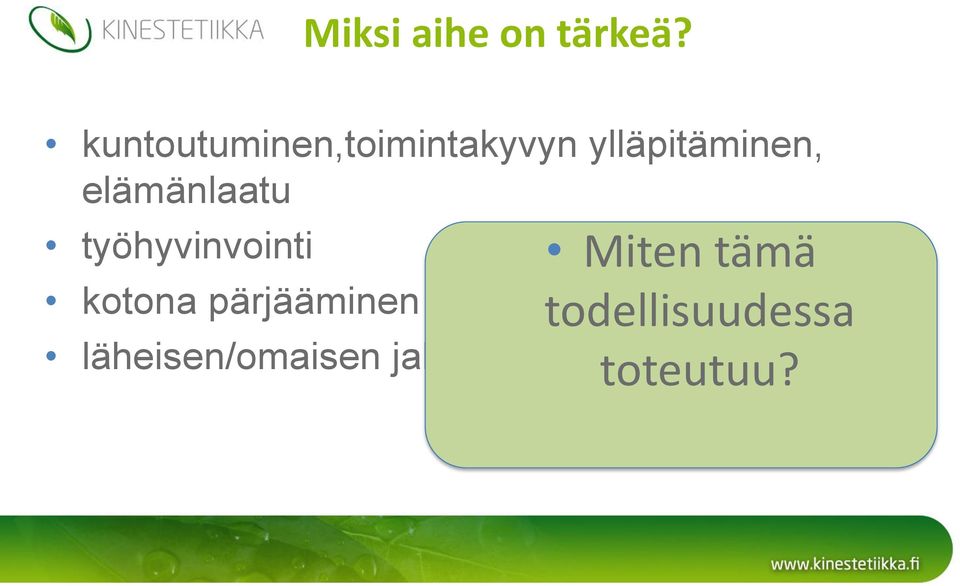 elämänlaatu työhyvinvointi kotona
