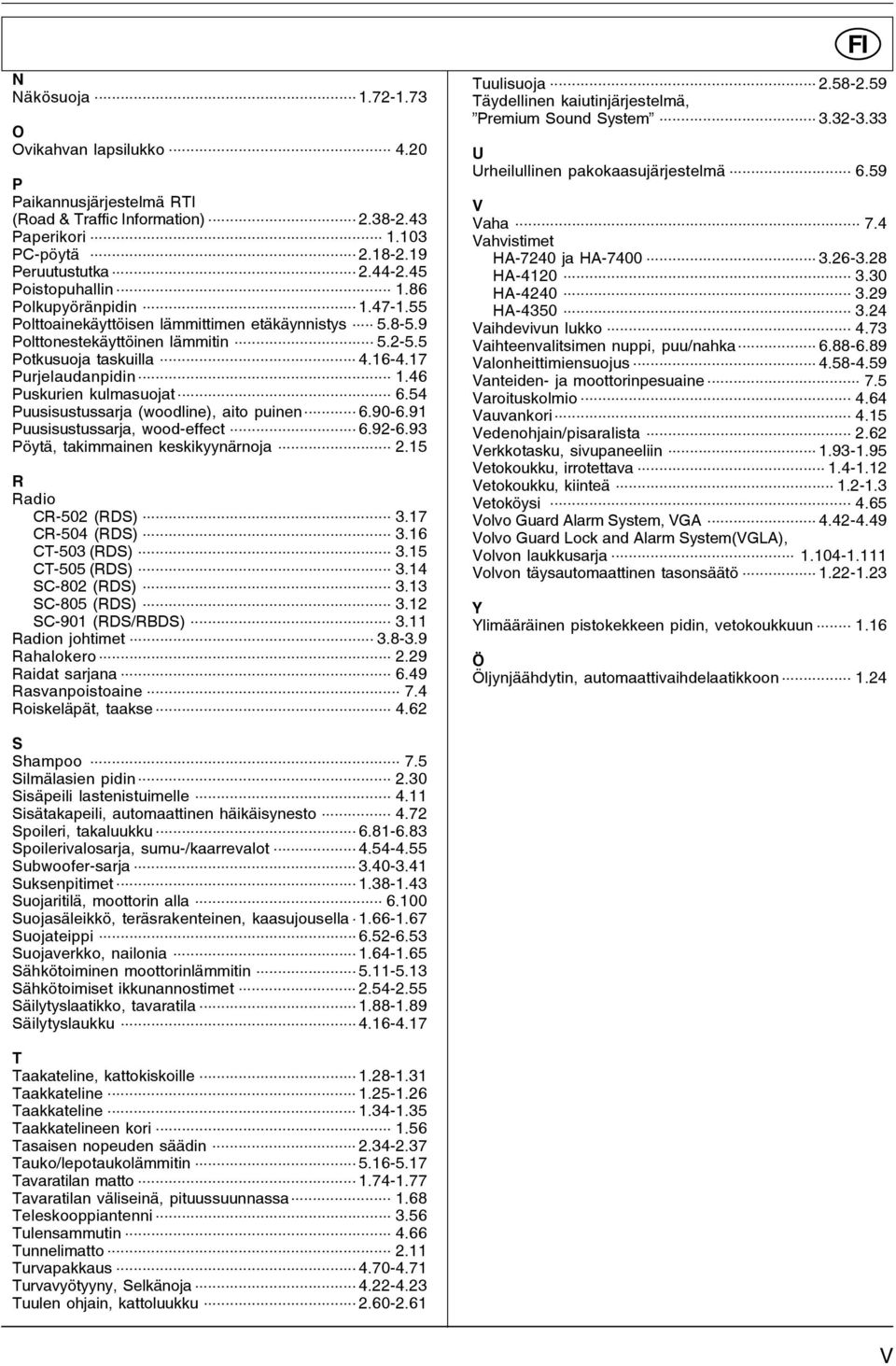 17 Purjelaudanpidin... 1.46 Puskurien kulmasuojat... 6.54 Puusisustussarja (woodline), aito puinen... 6.90-6.91 Puusisustussarja, wood-effect... 6.92-6.93 Pöytä, takimmainen keskikyynärnoja... 2.