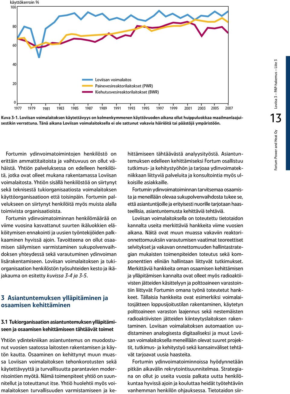 Yhtiön palveluksessa on edelleen henkilöitä, jotka ovat olleet mukana rakentamassa Loviisan voimalaitosta.