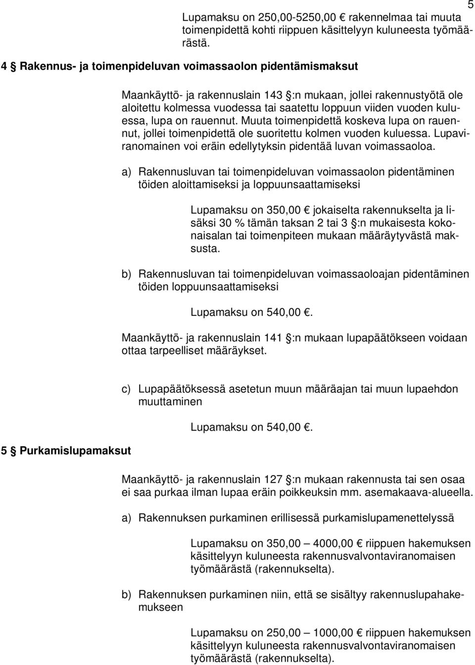 kuluessa, lupa on rauennut. Muuta toimenpidettä koskeva lupa on rauennut, jollei toimenpidettä ole suoritettu kolmen vuoden kuluessa.