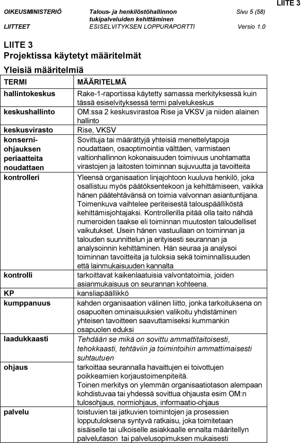 alainen hallinto Rise, VKSV Sovittuja tai määrättyjä yhteisiä menettelytapoja noudattaen, osaoptimointia välttäen, varmistaen valtionhallinnon kokonaisuuden toimivuus unohtamatta virastojen ja