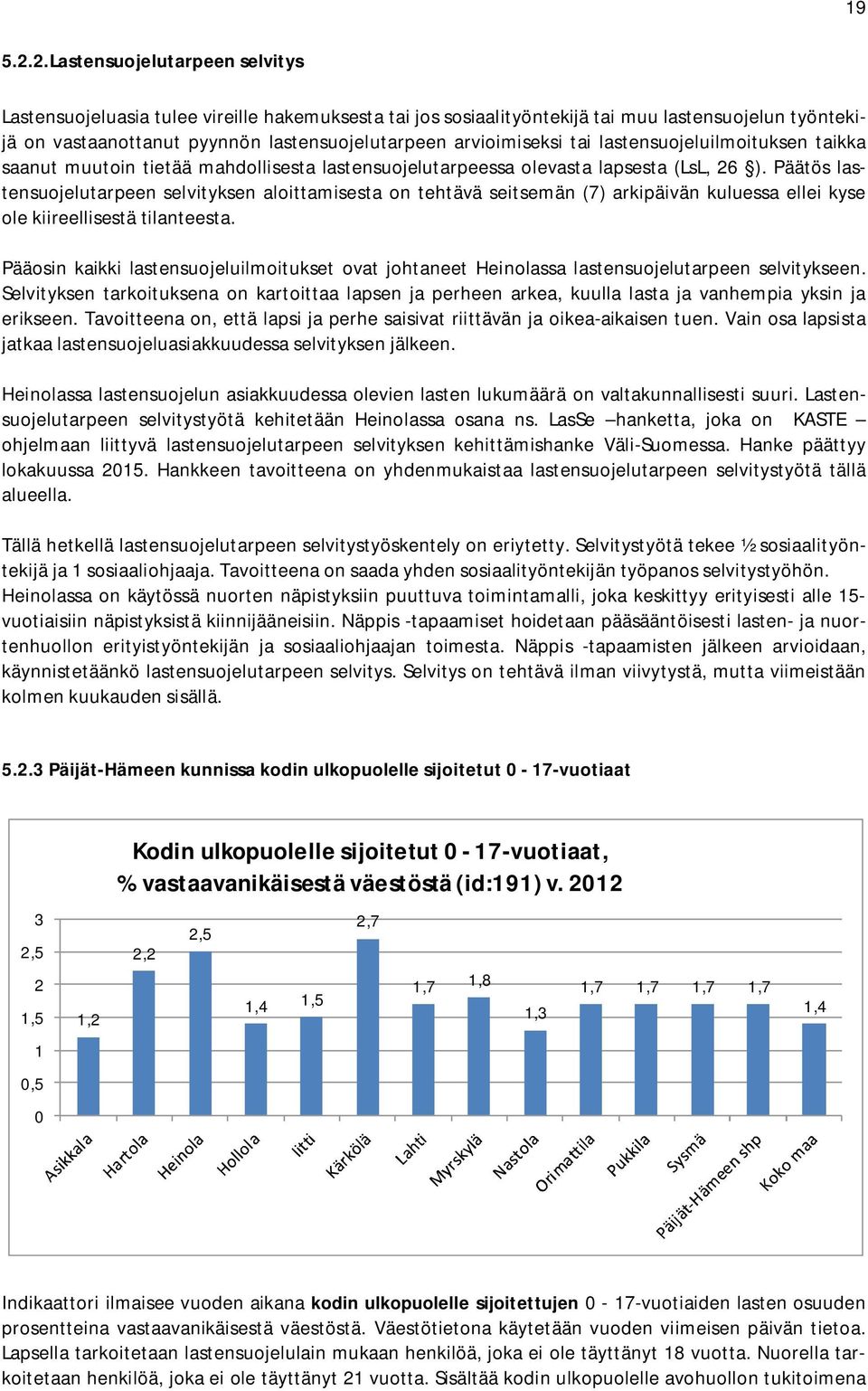 tai lastensuojeluilmoituksen taikka saanut muutoin tietää mahdollisesta lastensuojelutarpeessa olevasta lapsesta (LsL, 26 ).