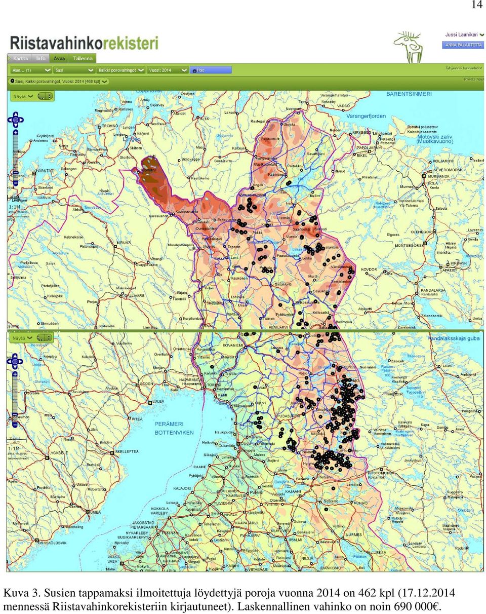 poroja vuonna 2014 on 462 kpl (17.12.