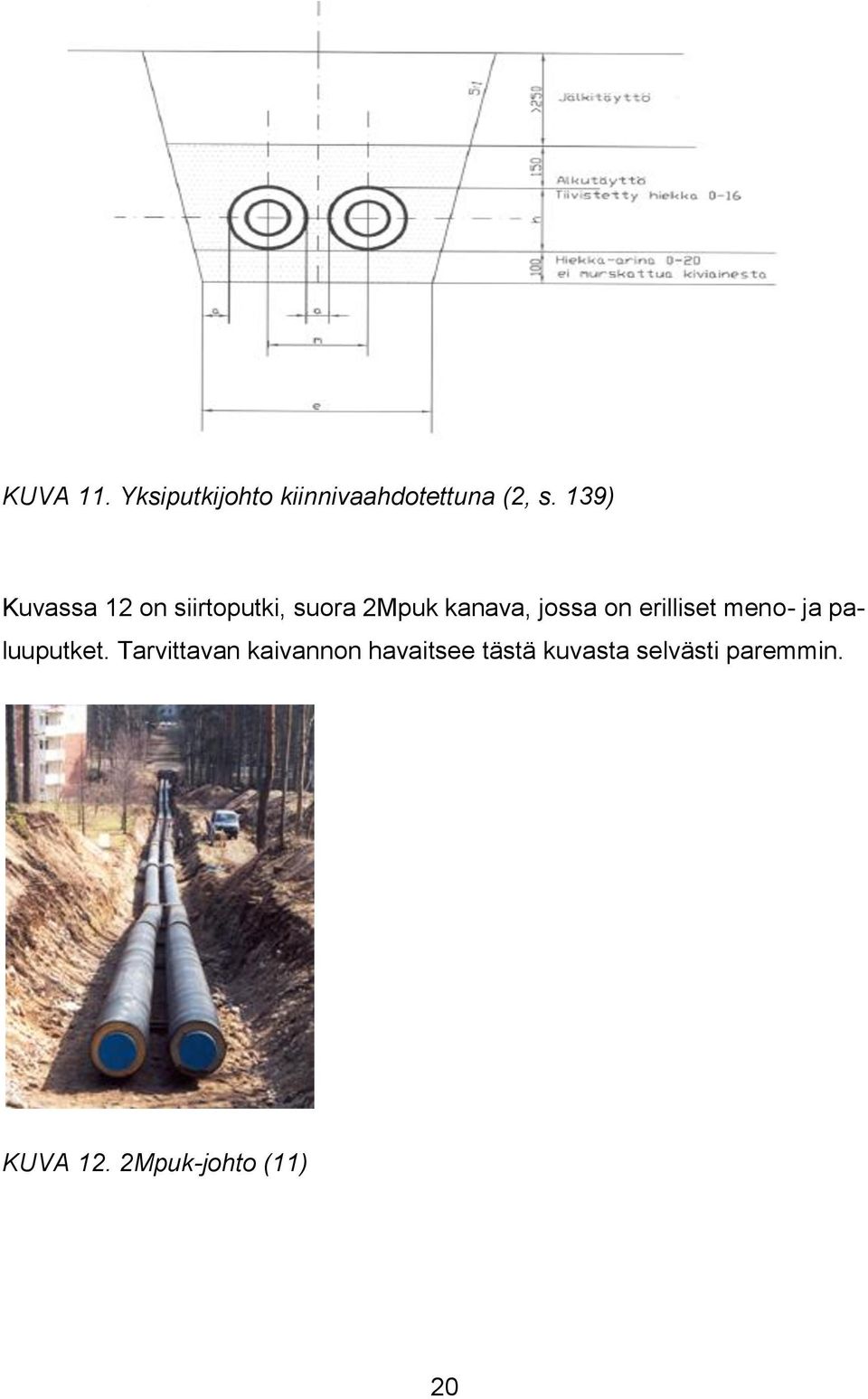 on erilliset meno- ja paluuputket.