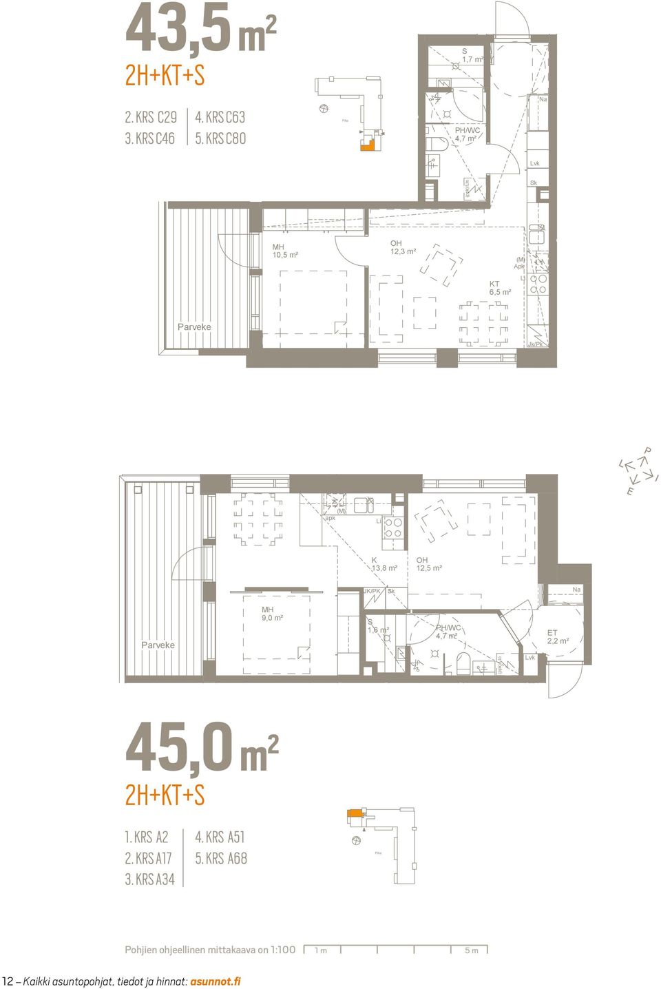 krs 4,0 m² Arkkitehtuuritoimisto Juha Paldanius Oy Vanhatie 73 FI-90310 Oulu tel. +38 8 31 120 toimisto@.fi www..fi 2,2 m² 43, m 2 2H+T+ 1,7 m² 2. R C29 3. R C46 4. R C63.