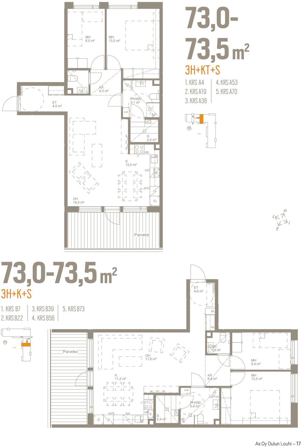 krs 73,0 m² Arkkitehtuuritoimisto Juha Paldanius Oy Vanhatie 73 FI-90310 Oulu tel. +38 8 31 120 toimisto@.fi www..fi 8, m² 13, m² 73,0-73, m 2 4, m² Ä 6, m²,1 m² 3H+T+ 1. R A4 2. R A19 3. R A36 4.