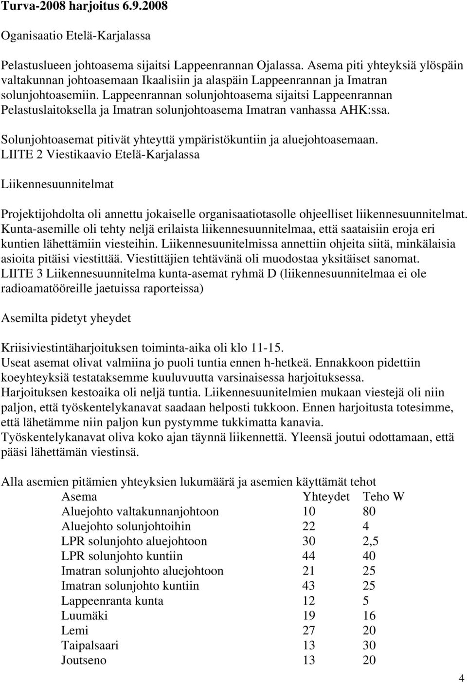 Lappeenrannan solunjohtoasema sijaitsi Lappeenrannan Pelastuslaitoksella ja Imatran solunjohtoasema Imatran vanhassa AHK:ssa. Solunjohtoasemat pitivät yhteyttä ympäristökuntiin ja aluejohtoasemaan.