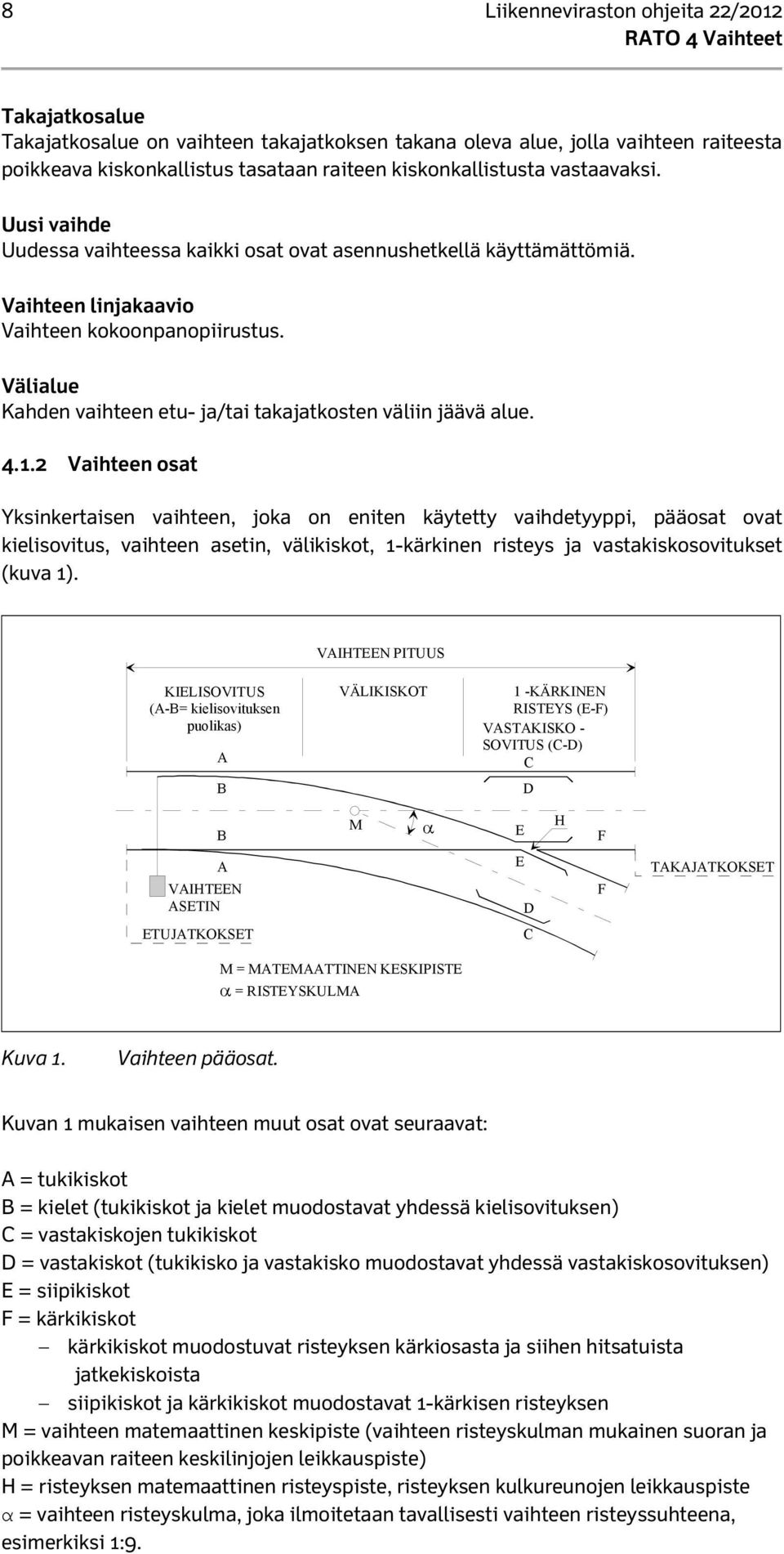 Välialue Kahden vaihteen etu- ja/tai takajatkosten väliin jäävä alue. 4.1.