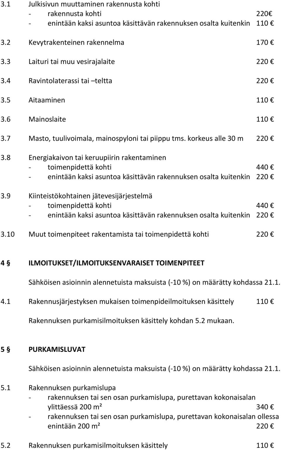 8 Energiakaivon tai keruupiirin rakentaminen - toimenpidettä kohti 440 - enintään kaksi asuntoa käsittävän rakennuksen osalta kuitenkin 220 3.