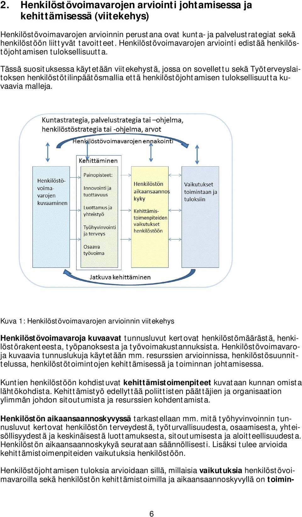 Tässä suosituksessa käytetään viitekehystä, jossa on sovellettu sekä Työterveyslaitoksen henkilöstötilinpäätösmallia että henkilöstöjohtamisen tuloksellisuutta kuvaavia malleja.