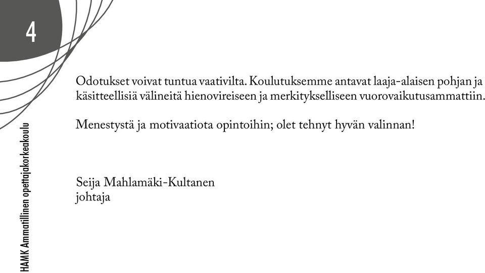 hienovireiseen ja merkitykselliseen vuorovaikutusammattiin.