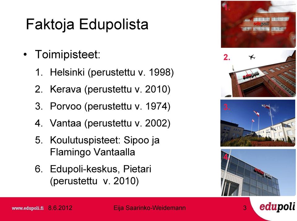 1974) 4. Vantaa (perustettu v. 2002) 5.