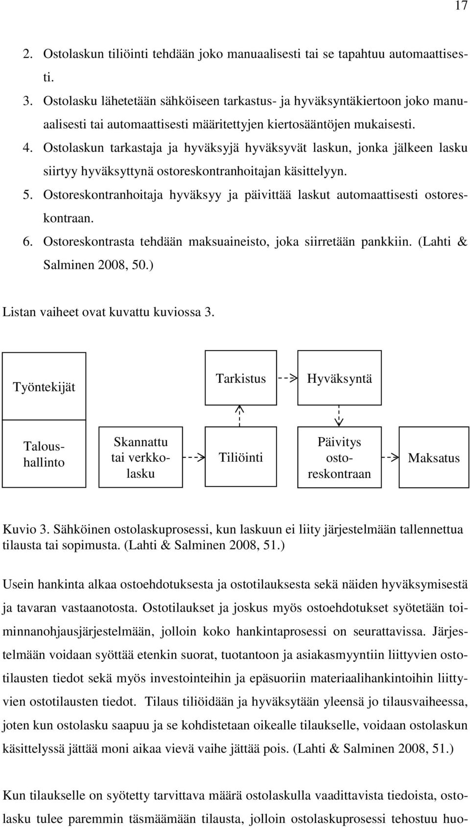 Ostolaskun tarkastaja ja hyväksyjä hyväksyvät laskun, jonka jälkeen lasku siirtyy hyväksyttynä ostoreskontranhoitajan käsittelyyn. 5.