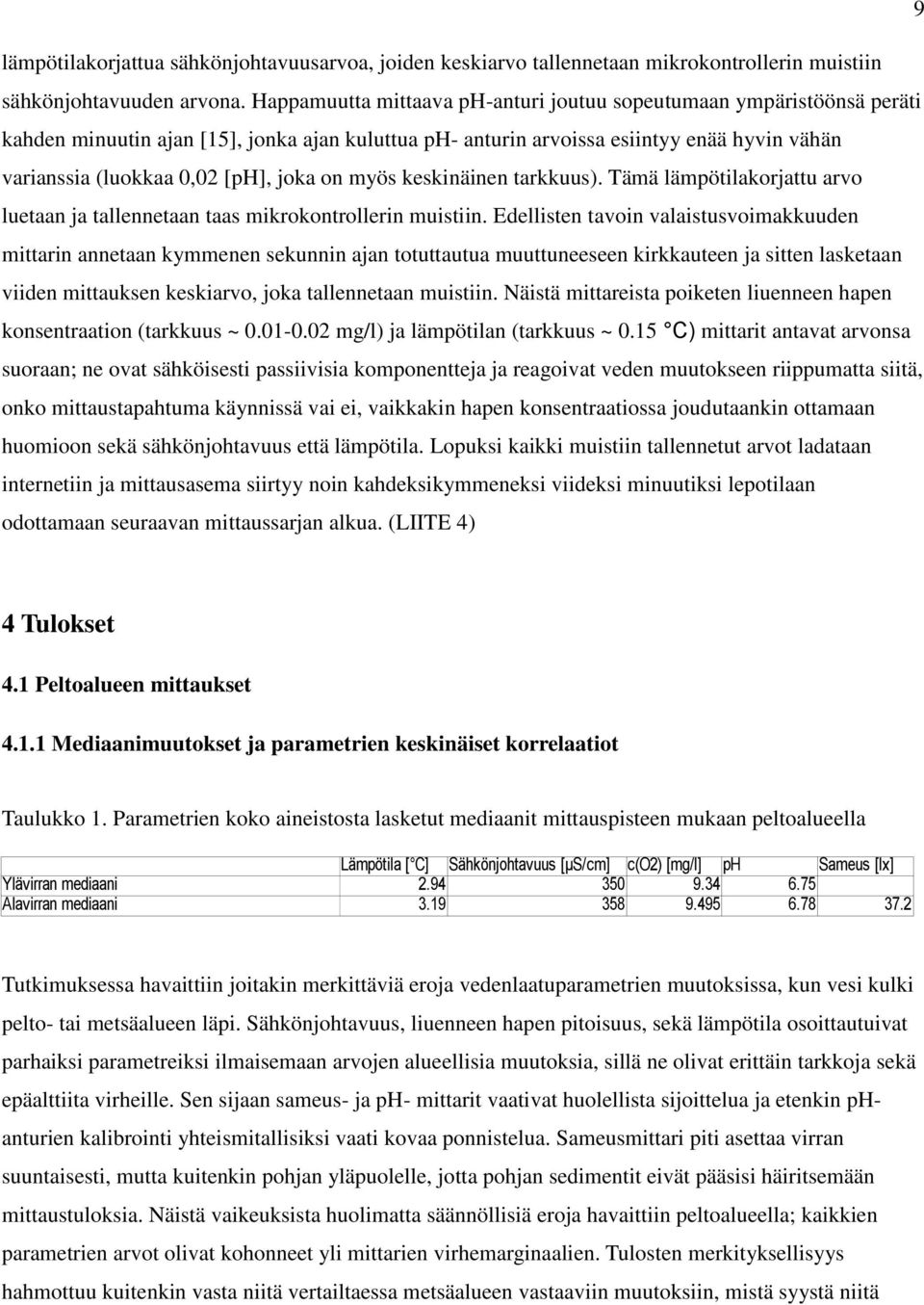 joka on myös keskinäinen tarkkuus). Tämä lämpötilakorjattu arvo luetaan ja tallennetaan taas mikrokontrollerin muistiin.