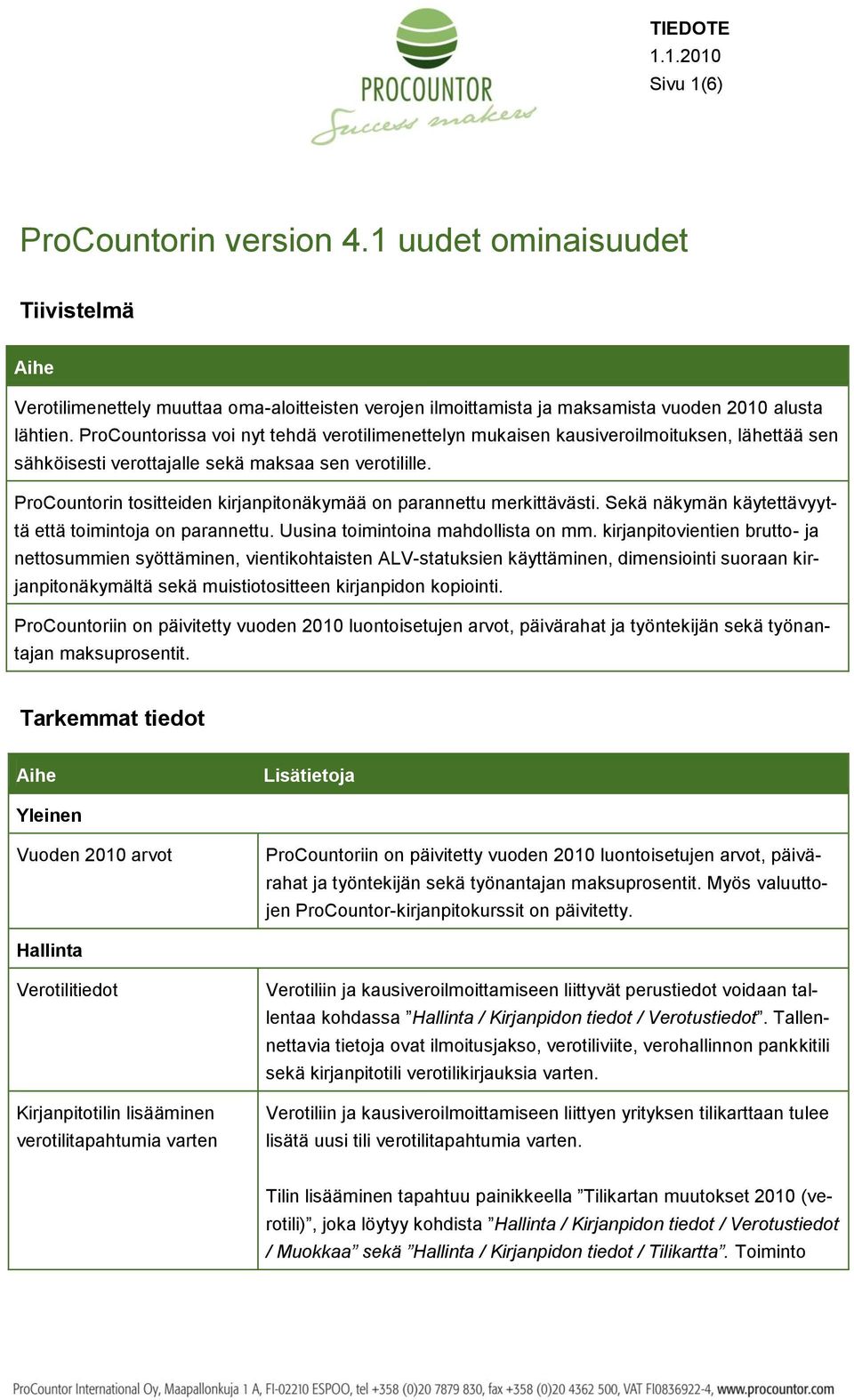 ProCountorin tositteiden kirjanpitonäkymää on parannettu merkittävästi. Sekä näkymän käytettävyyttä että toimintoja on parannettu. Uusina toimintoina mahdollista on mm.