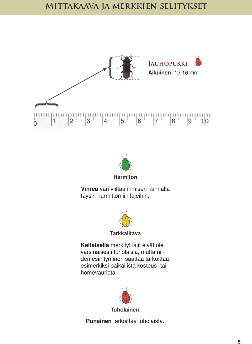 Tarkkailtava Keltaisella merkityt lajit eivät ole varsinaisesti tuholaisia, mutta niiden