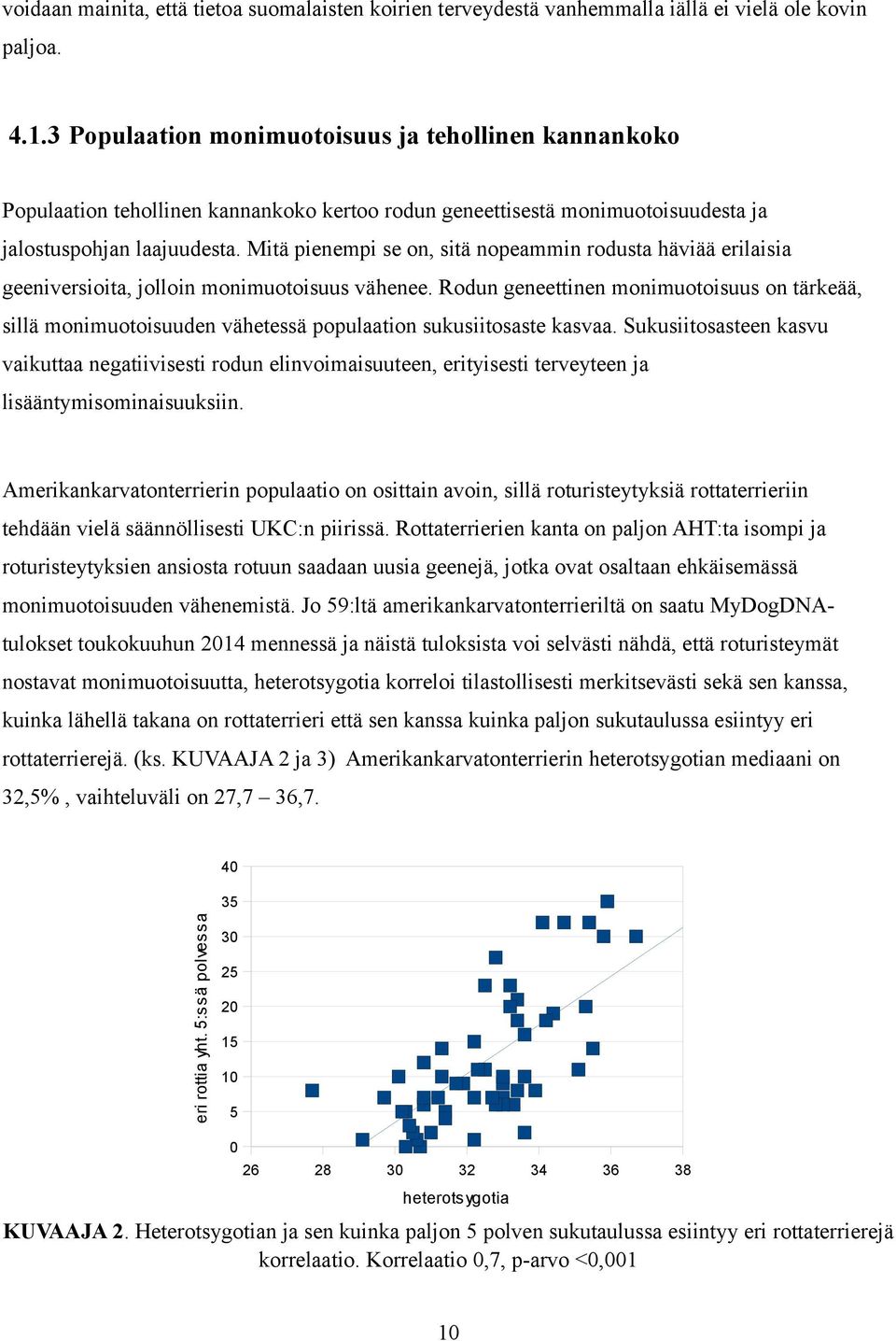 Mitä pienempi se on, sitä nopeammin rodusta häviää erilaisia geeniversioita, jolloin monimuotoisuus vähenee.