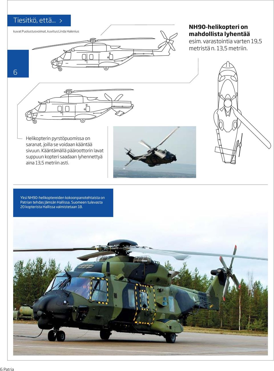 6 Helikopterin pyrstöpuomissa on saranat, joilla se voidaan kääntää sivuun.