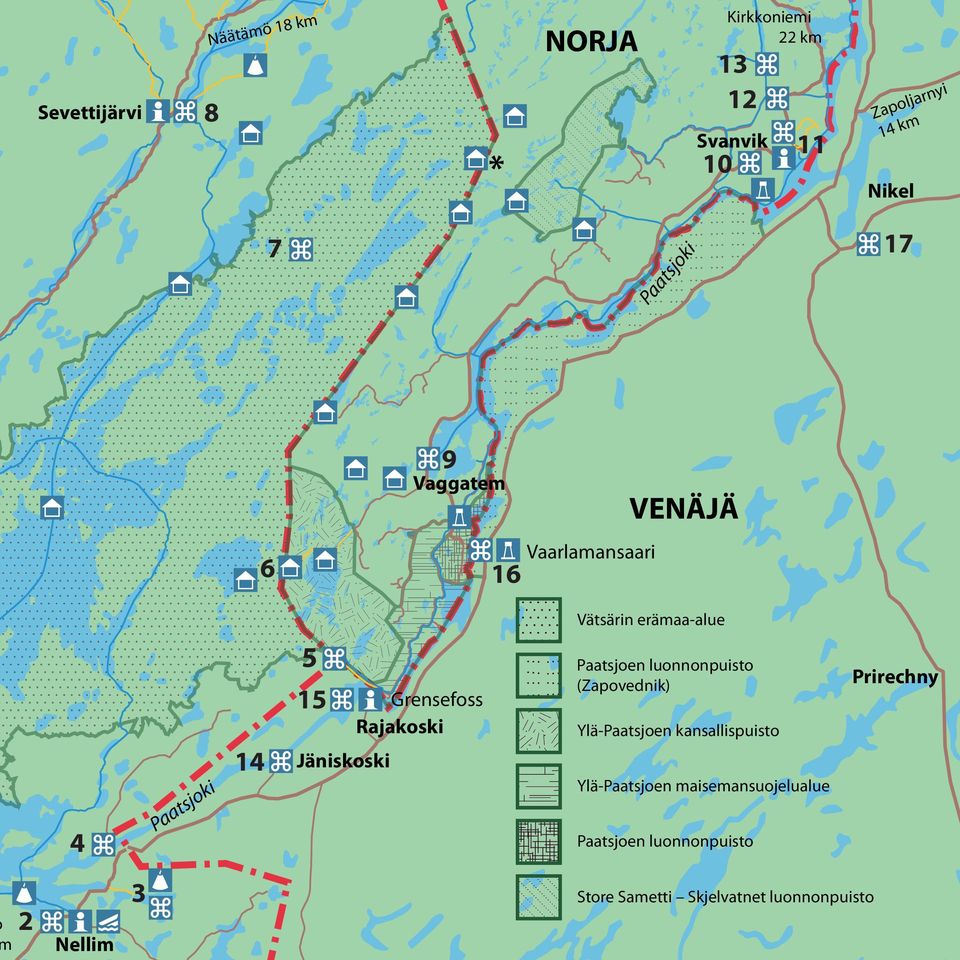 Grensefoss Rajakoski Paatsjoen luonnonpuisto (Zapovednik) Ylä-Paatsjoen kansallispuisto Ylä-Paatsjoen