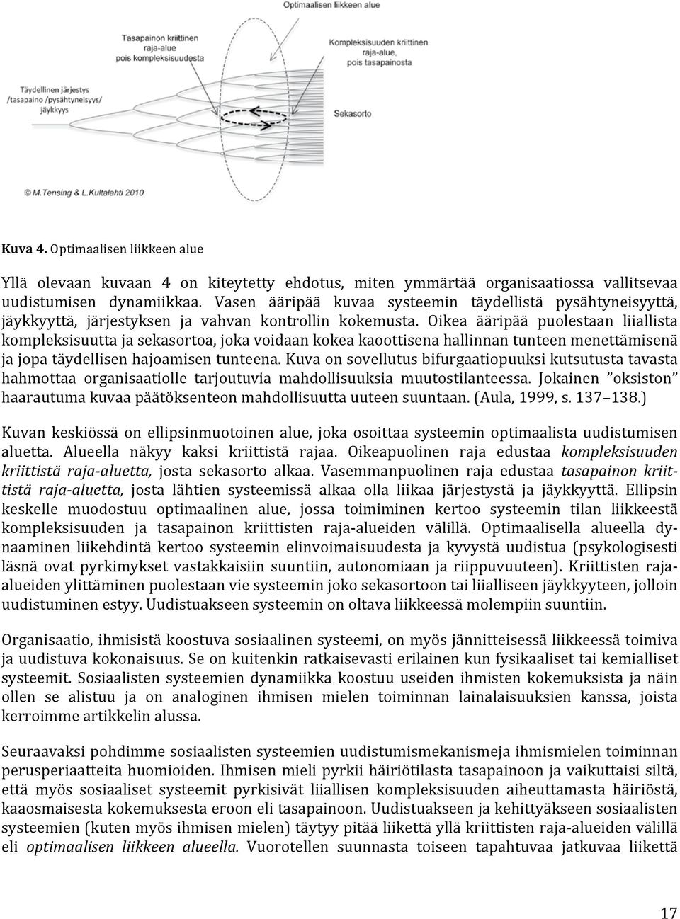 Oikea ääripää puolestaan liiallista kompleksisuutta ja sekasortoa, joka voidaan kokea kaoottisena hallinnan tunteen menettämisenä ja jopa täydellisen hajoamisen tunteena.