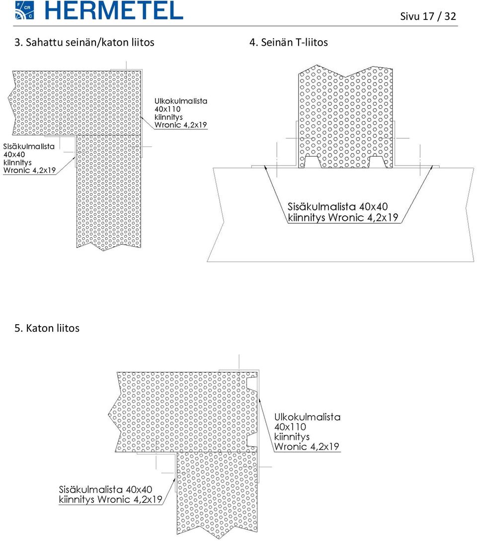 seinän/katon liitos