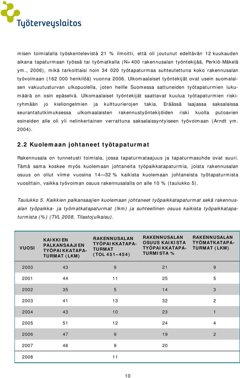 Ulkomaalaiset työntekijät ovat usein suomalaisen vakuutusturvan ulkopuolella, joten heille Suomessa sattuneiden työtapaturmien lukumäärä on osin epäselvä.