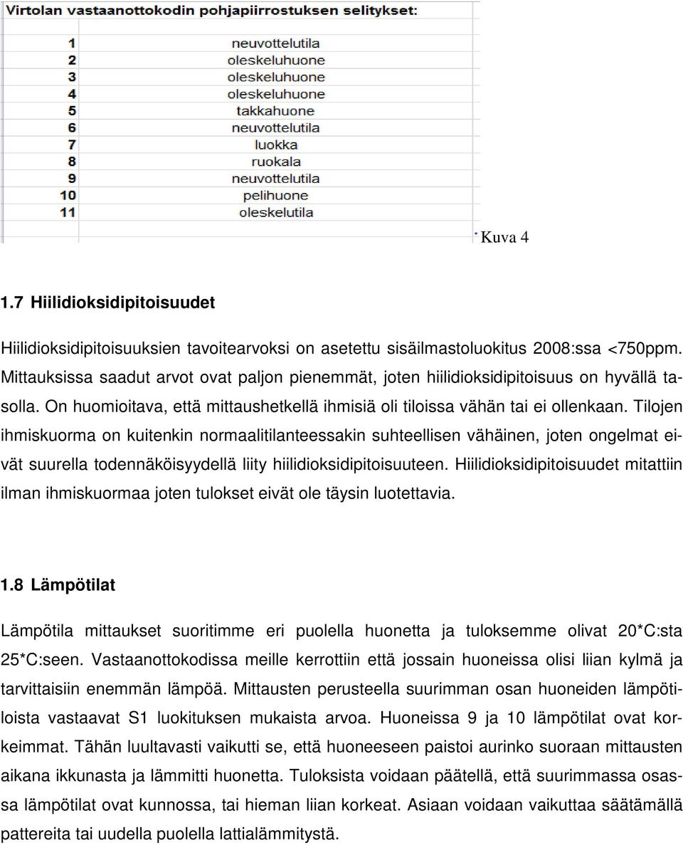 Tilojen ihmiskuorma on kuitenkin normaalitilanteessakin suhteellisen vähäinen, joten ongelmat ei- vät suurella todennäköisyydellä liity hiilidioksidipitoisuuteen.