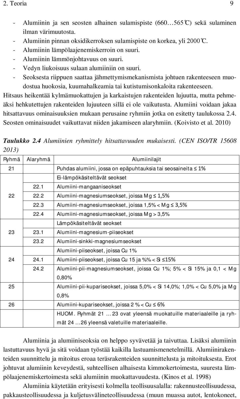 - Seoksesta riippuen saattaa jähmettymismekanismista johtuen rakenteeseen muodostua huokosia, kuumahalkeamia tai kutistumisonkaloita rakenteeseen.