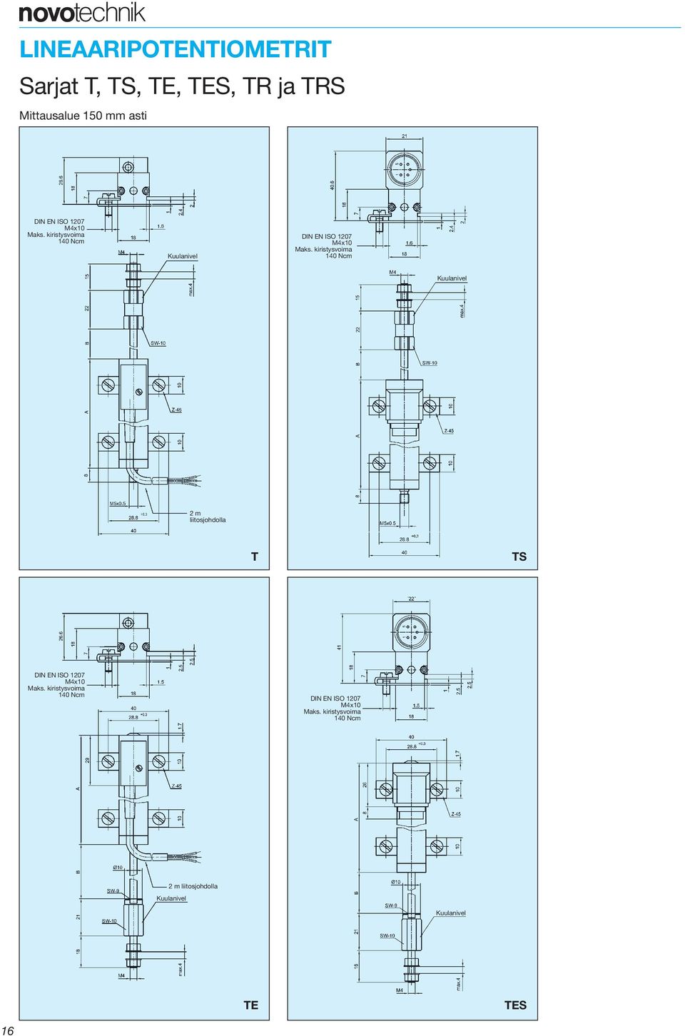 kiristysvoima 140 Ncm Kuulanivel 2 m liitosjohdolla T TS DIN EN ISO 1207 M4x10 Maks.