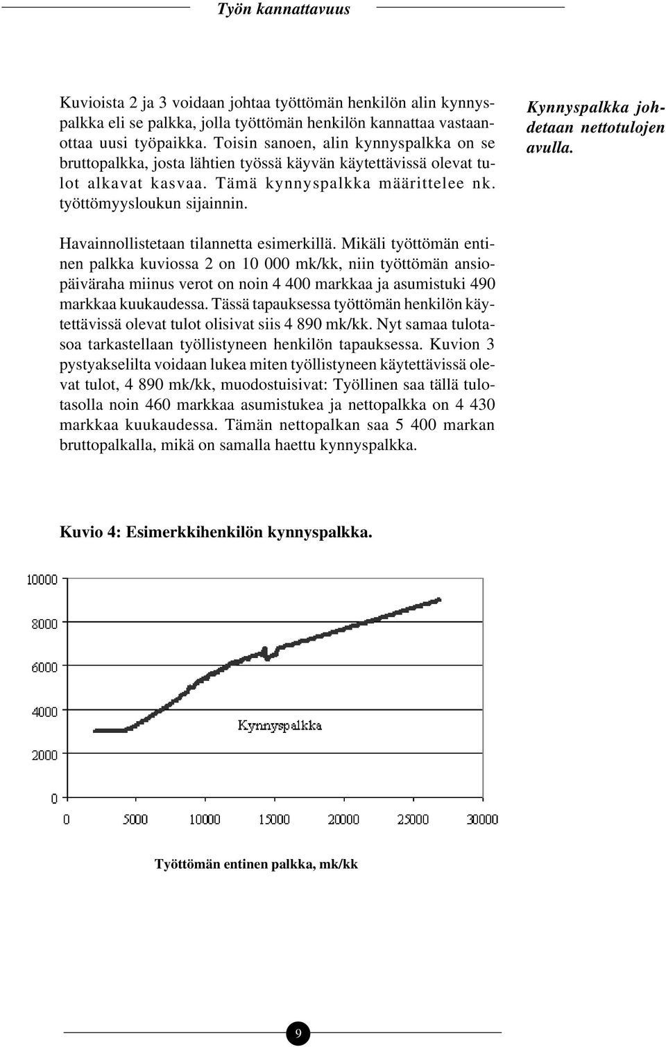 Kynnyspalkka johdetaan nettotulojen avulla. Havainnollistetaan tilannetta esimerkillä.