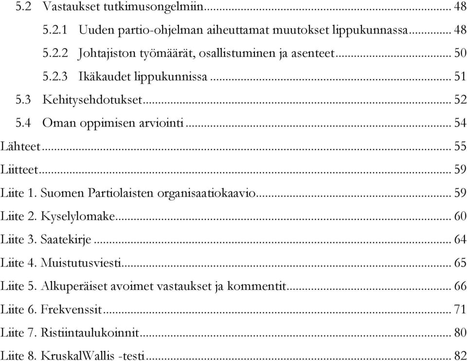 Suomen Partiolaisten organisaatiokaavio... 59 Liite 2. Kyselylomake... 60 Liite 3. Saatekirje... 64 Liite 4. Muistutusviesti... 65 Liite 5.