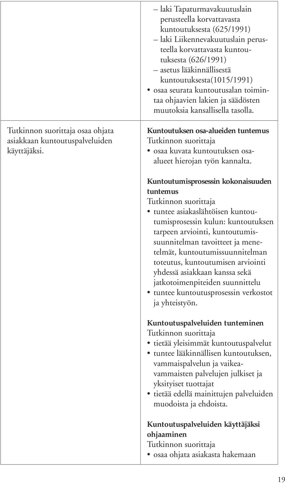 Kuntoutuksen osa-alueiden tuntemus osaa kuvata kuntoutuksen osaalueet hierojan työn kannalta.