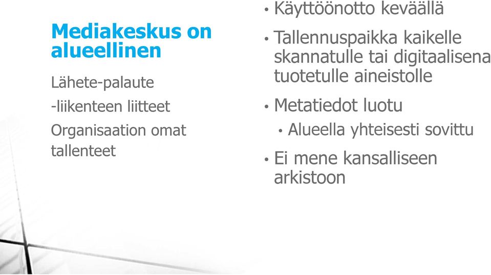 Tallennuspaikka kaikelle skannatulle tai digitaalisena tuotetulle