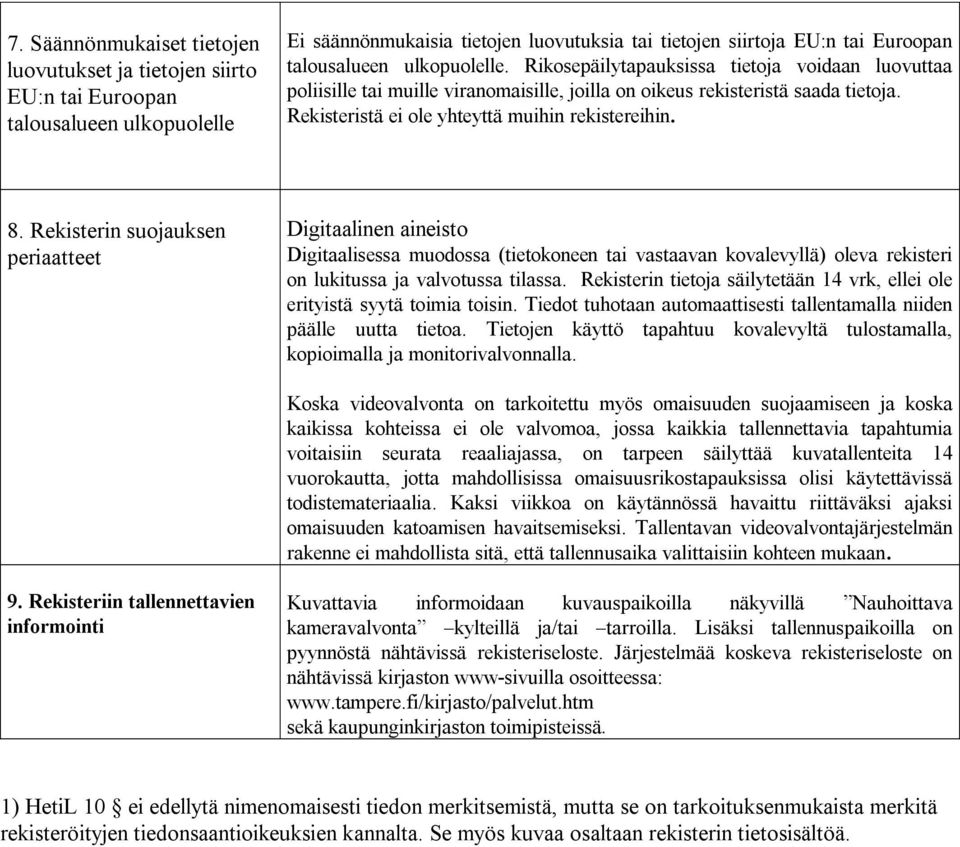 Rekisterin suojauksen periaatteet Digitaalinen aineisto Digitaalisessa muodossa (tietokoneen tai vastaavan kovalevyllä) oleva rekisteri on lukitussa ja valvotussa tilassa.