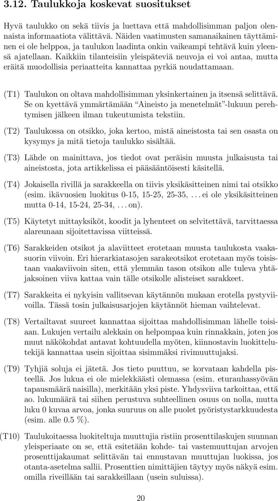 Kaikkiin tilanteisiin yleispäteviä neuvoja ei voi antaa, mutta eräitä muodollisia periaatteita kannattaa pyrkiä noudattamaan.