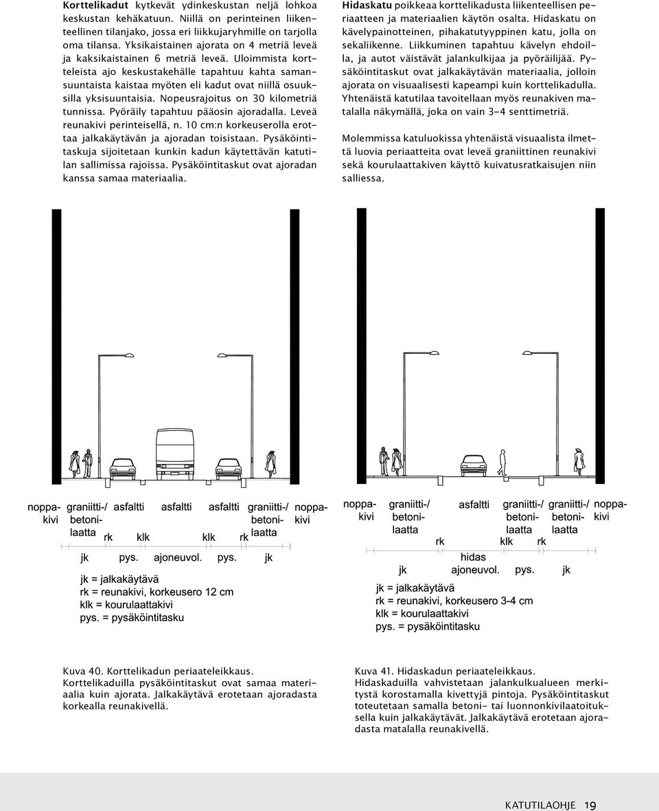 Uloimmista kortteleista ajo keskustakehälle tapahtuu kahta samansuuntaista kaistaa myöten eli kadut ovat niillä osuuksilla yksisuuntaisia. Nopeusrajoitus on 30 kilometriä tunnissa.