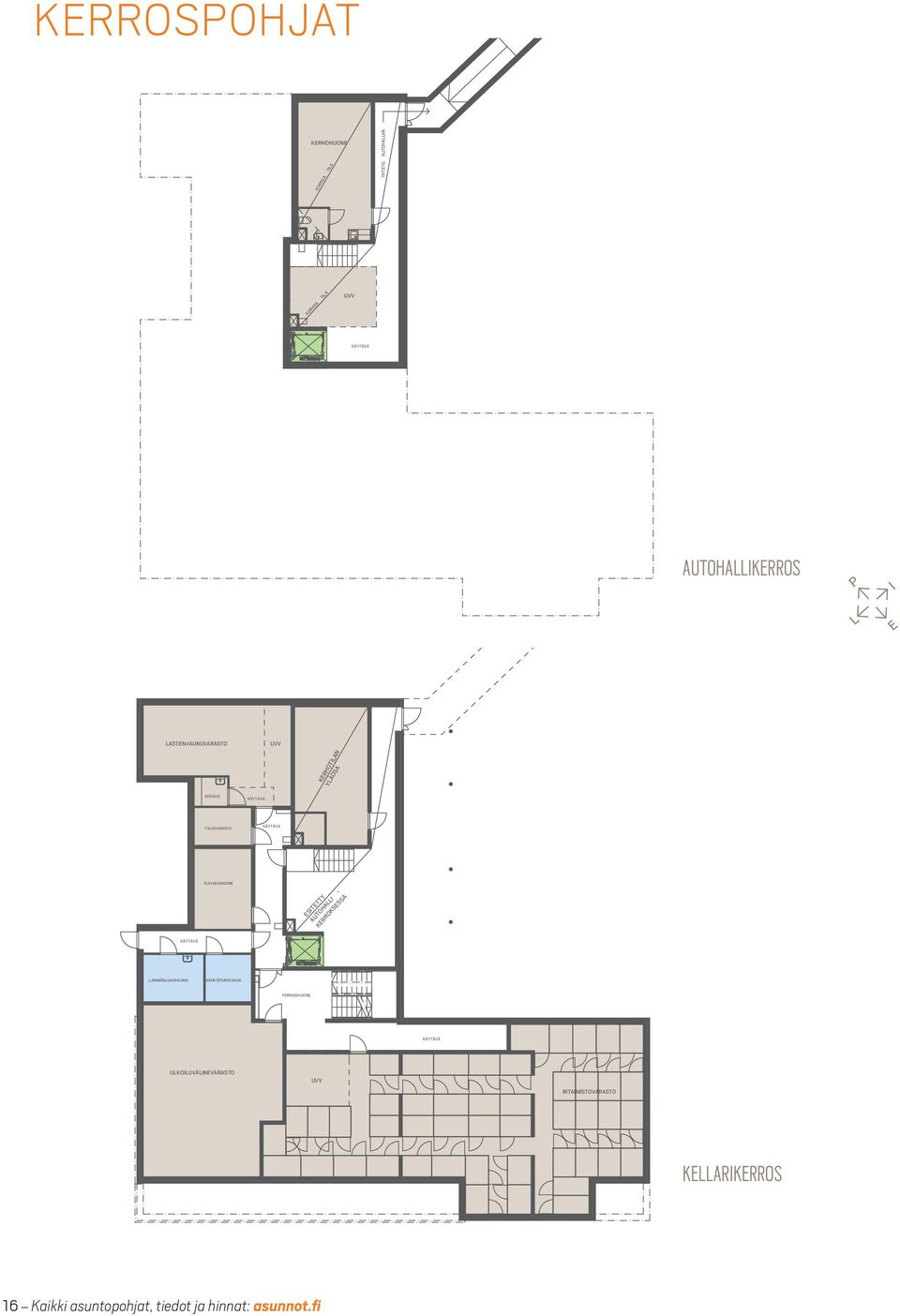 ESITTY AUTALLI - KERROKSESSA LÄMMÖNJAKUONE SÄHKÖÄÄKEUS ORRASHUONE ULKOILUVÄLINEVARASTO UVV IRTAIMISTOVARASTO KELLARIKERROS RIKERROS