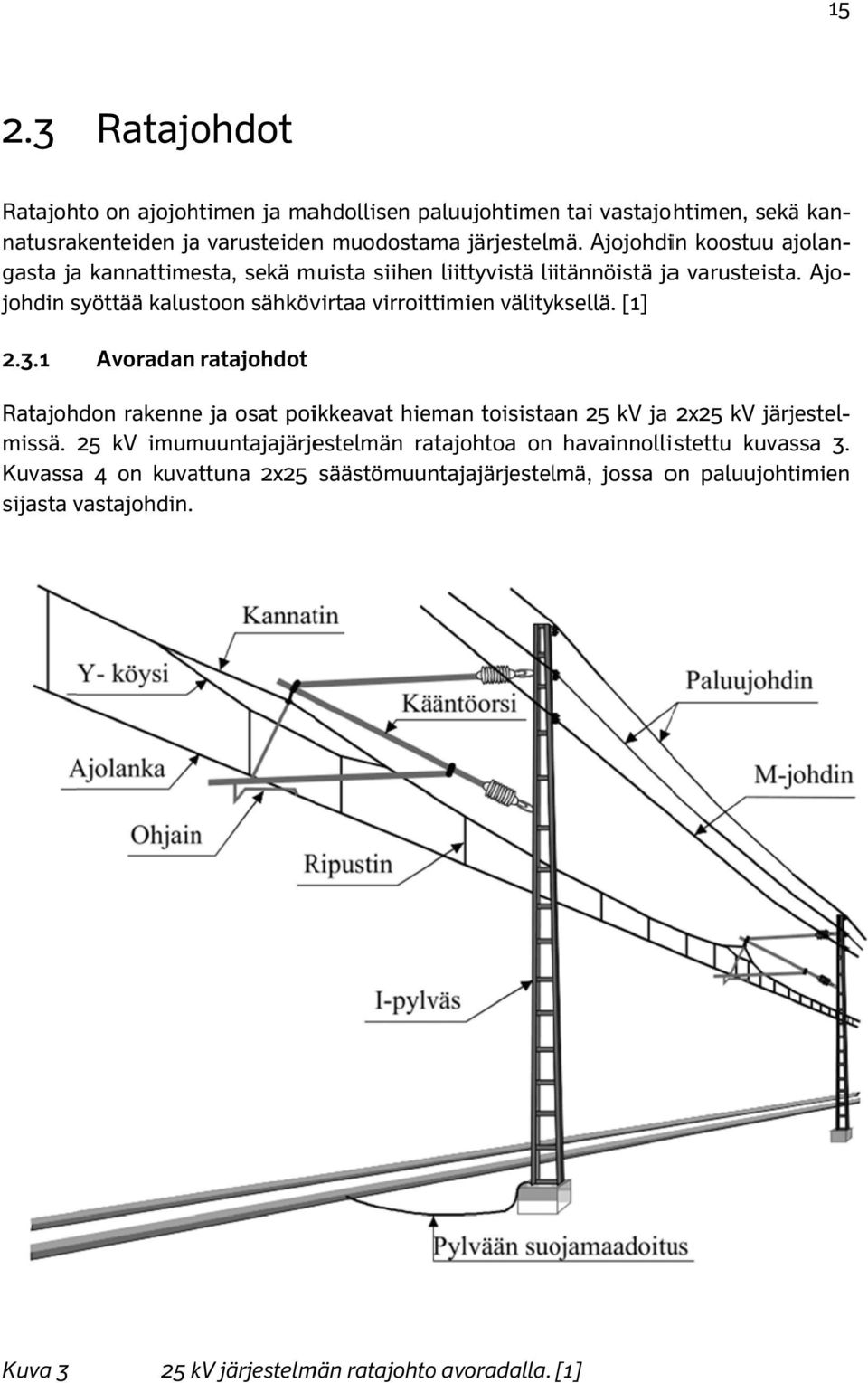 Ajo- johdin syöttää kalustoon sähkövirtaa virroittimien välityksellä. [1] 2.3.