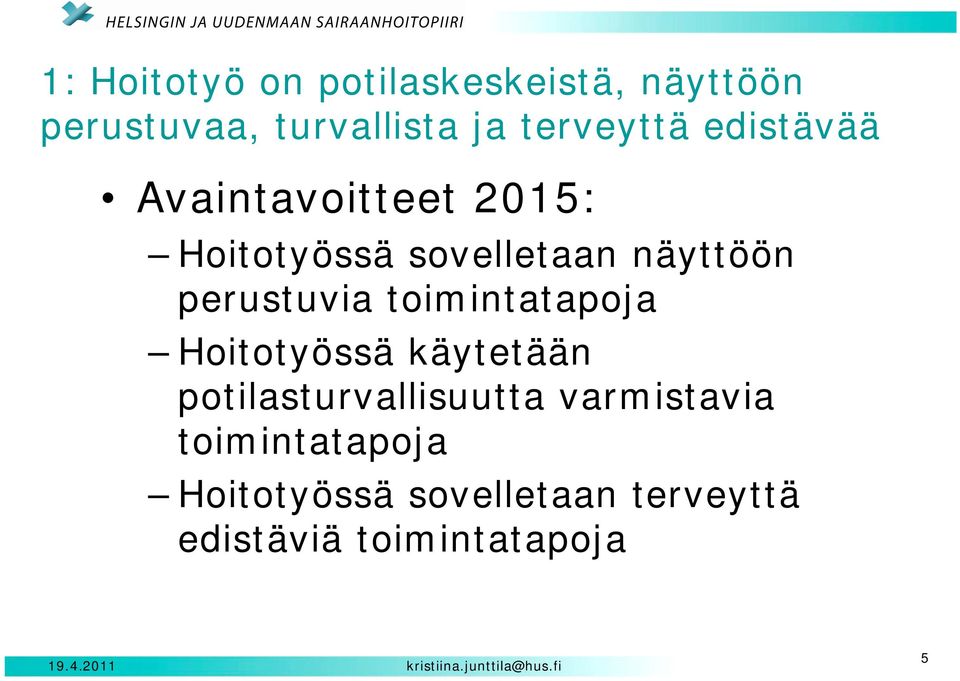 perustuvia toimintatapoja Hoitotyössä käytetään potilasturvallisuutta