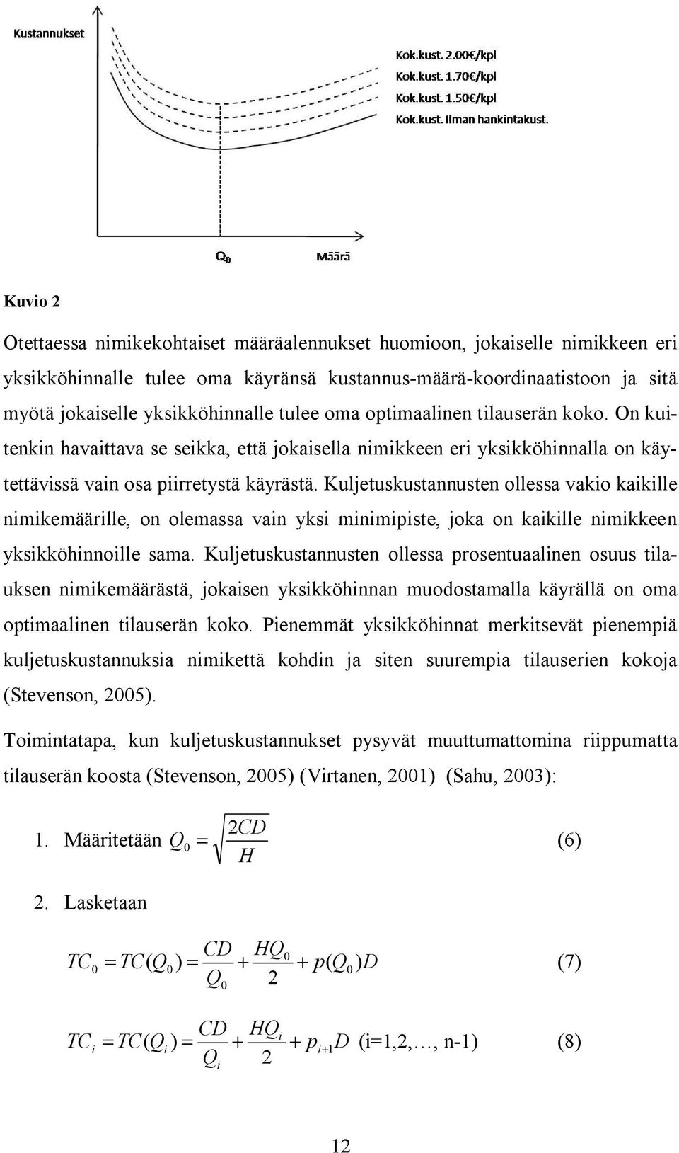 Kuljetuskustannusten ollessa vakio kaikille nimikemäärille, on olemassa vain yksi minimipiste, joka on kaikille nimikkeen yksikköhinnoille sama.