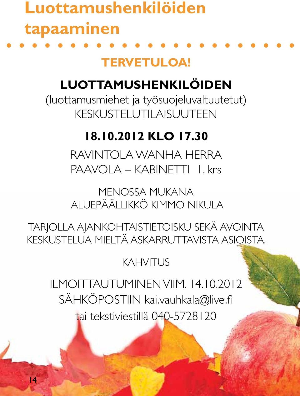 30 RAVINTOLA WANHA HERRA PAAVOLA KABINETTI 1.