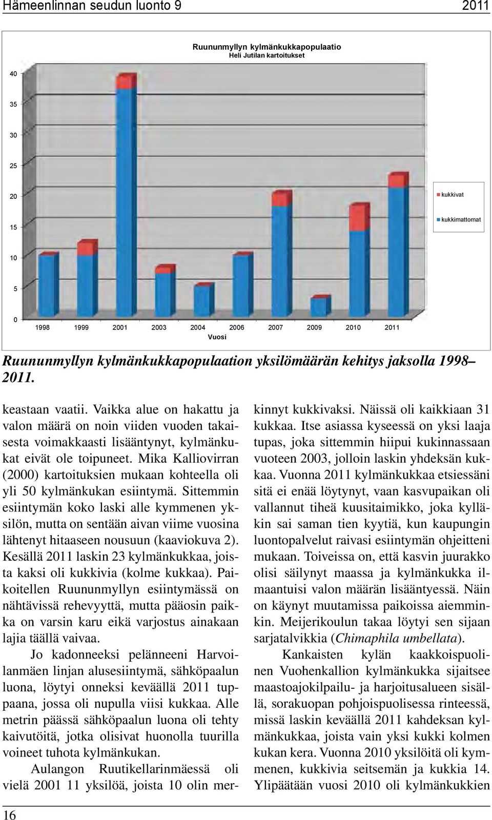 Vaikka alue on hakattu ja valon määrä on noin viiden vuoden takaisesta voimakkaasti lisääntynyt, kylmänkukat eivät ole toipuneet.