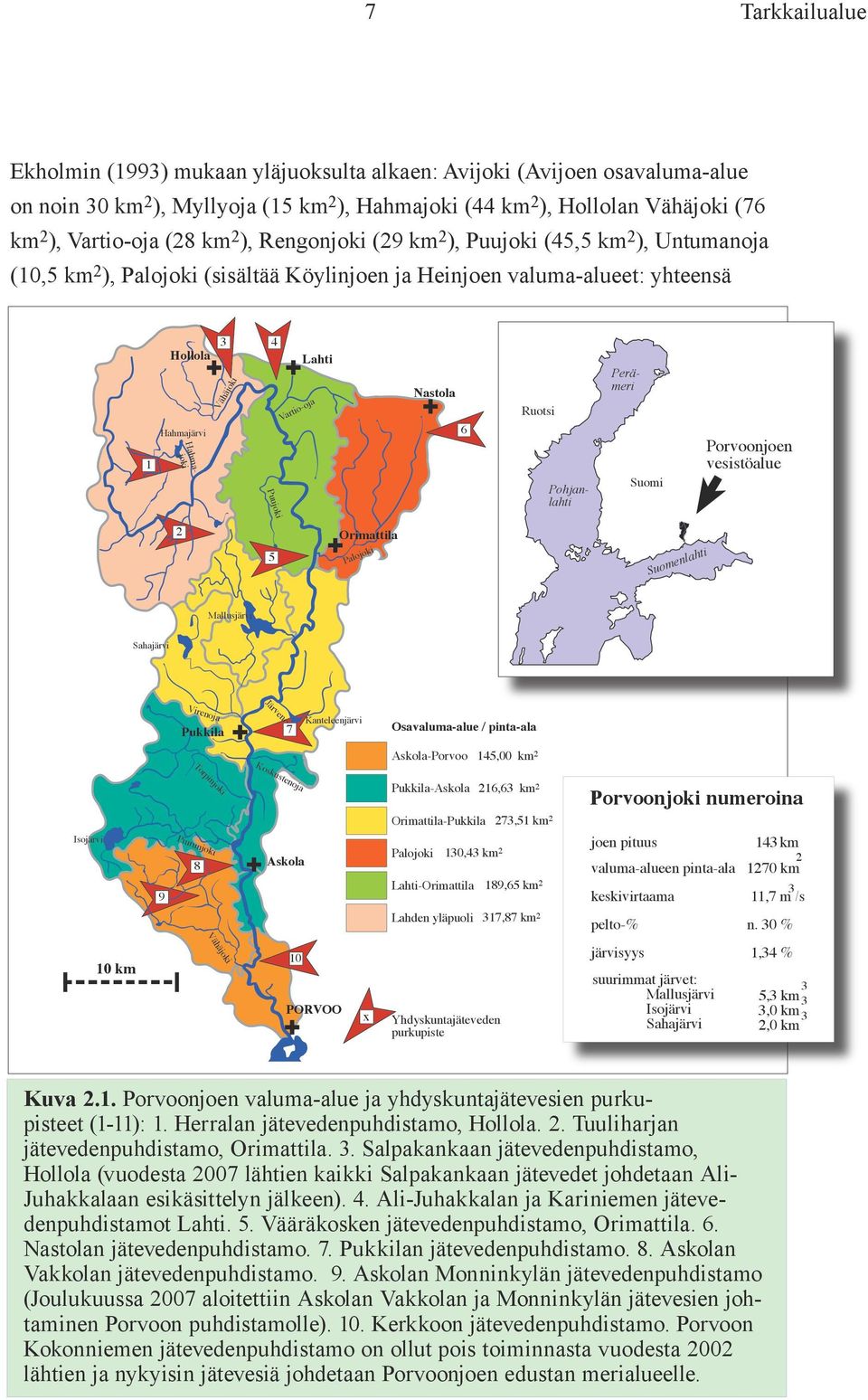 Vartiooja astola 6 Ruotsi Pohjanlahti Perämeri Suomi Porvoonjoen vesistöalue 2 5 Orimattila Palojoki Suomenlahti Mallusjärvi Sahajärvi Virenoja Pukkila Järvenoja 7 Kanteleenjärvi Osavalumaalue /