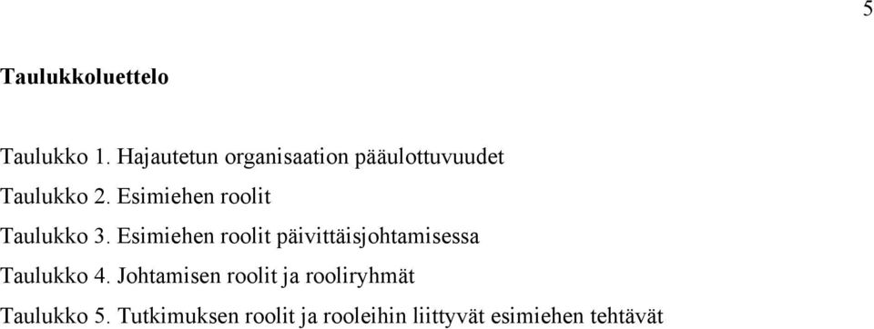 Esimiehen roolit Taulukko 3.